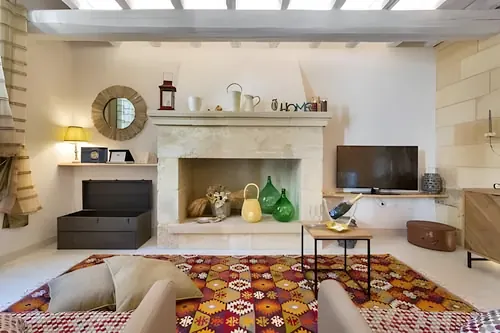 Dimora Elià, living pietra leccese – Le Dimore di Hanqorias, Muro Leccese